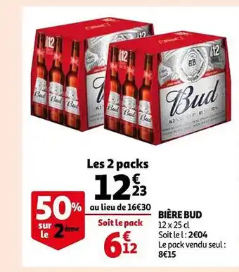 Auchan Bière bud 50% sur le 2ème offre