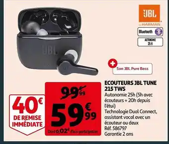 Auchan Écouteurs jbl tune 215 tws offre