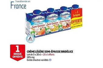 Auchan Crème légère semi-épaisse bridélice offre