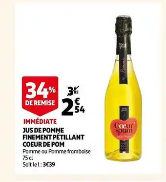 Auchan Jus de pomme finement pétillant coeur de pom offre