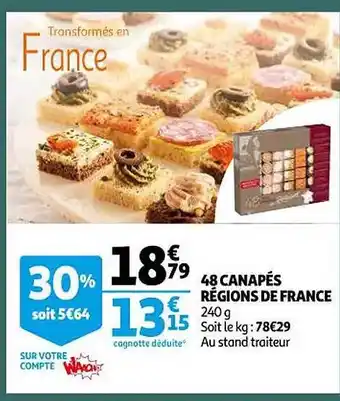 Auchan 48 canapés régions de france offre