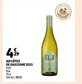 Auchan Igp côtes de gascogne 2021 hve elia offre
