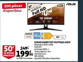 Auchan Écran gamer tuf-vg279q1a asus offre