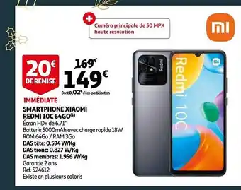 Auchan Smartphone xiaomi redmi 10c 64go offre