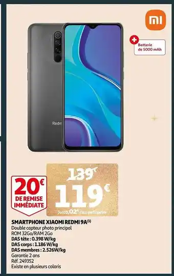 Auchan Smartphone xiaomi redmi 9a offre