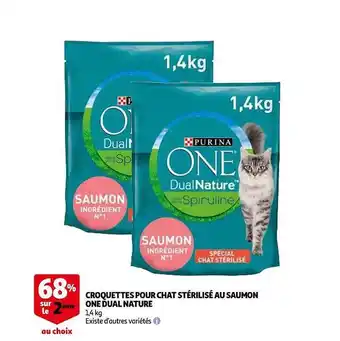 Auchan Croquettes pour chat stérilisé au saumon one dual nature offre
