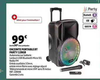 Auchan Enceinte portable bt party 12rgb offre