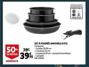 Auchan Set à poignée amovibles 6 pcs offre
