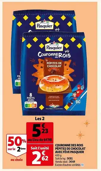 Auchan Couronne des rois pépites de chocolat avec fève pasquier offre