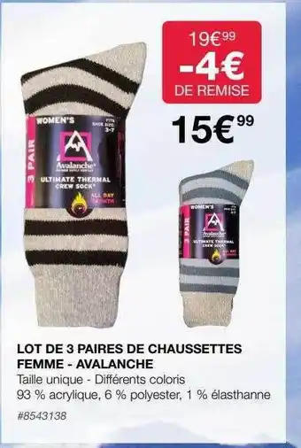 Costco Lot de 3 paires de chaussettes femme - avalanche offre
