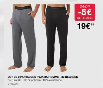Costco Lot de 2 pantalons pyjama homme - 32 degrées offre
