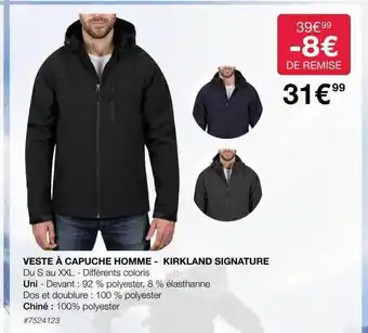 Costco Veste à capuche homme - kirkland signature offre