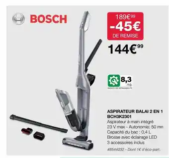Costco Aspirateur balai 2 en 1 bch3k2301 bosch offre