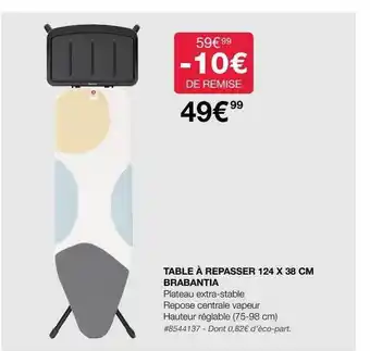 Costco Table à repasser 124 x 38 cm brabantia offre