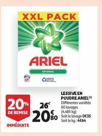 Auchan Lessive en poudre ariel offre