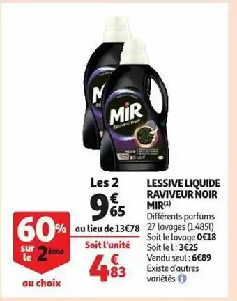 Auchan Lessive liquide raviveur noir mir offre