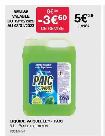 Costco Liquide vaisselle - paic offre