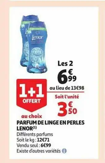 Auchan Parfum de linge en perles lenor offre