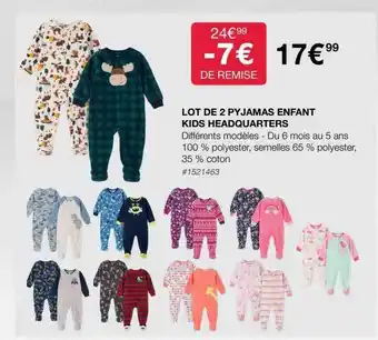 Costco Lot de 2 pyjamas enfant kids headquarters offre