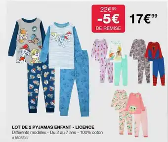 Costco Lot de 2 pyjamas enfant - licence offre