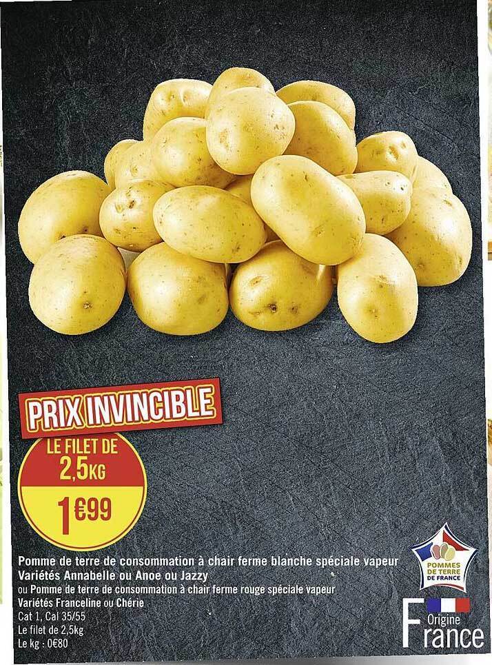 Promo Pomme de terre de consommation à chair ferme blanche spéciale