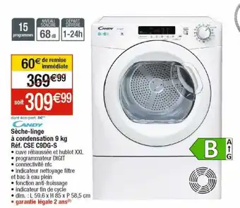 Cora x Carrefour Sèche-linge à condensation 9 kg candy offre