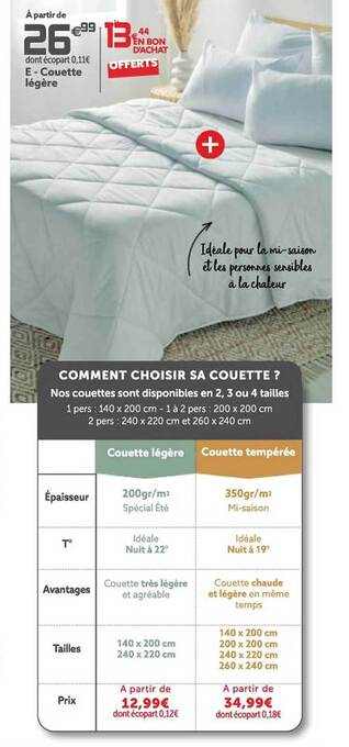 Gifi Couette légère offre