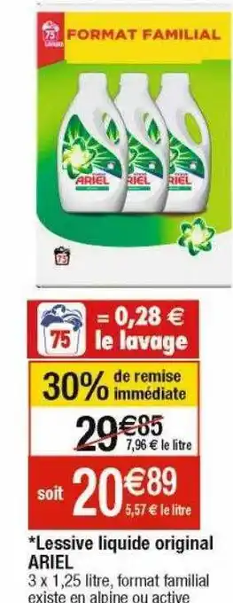 Cora x Carrefour Lessive liquide original ariel offre