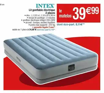 Cora x Carrefour Lit gonflable électrique 2 places intex offre