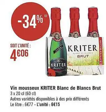 Vin mousseux kriter blanc de blancs brut