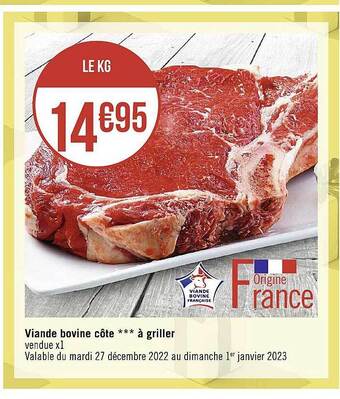 Casino Supermarchés Viande bovine côte à griller offre