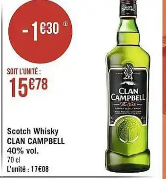 Casino Supermarchés Scotch whisky clan campbell offre