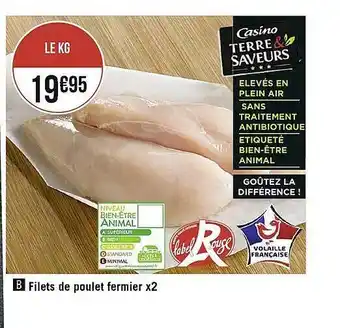 Casino Supermarchés Filets de poulet fermier x2 offre