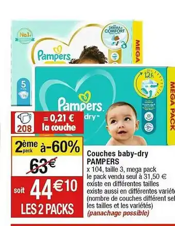 Cora x Carrefour Couches baby-dry pampers offre
