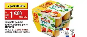 Cora x Carrefour Compote pomme nature-pomme poire andros offre