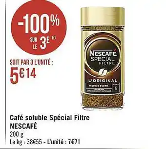 Géant Casino Café soluble spécial filtre nescafé offre