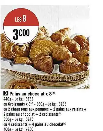 Géant Casino Pains au chocolat x8 offre
