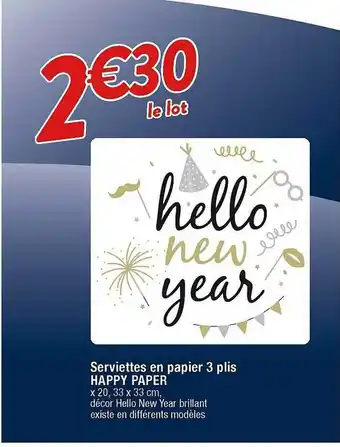 Cora x Carrefour Serviettes en papier 3 plis happy paper offre