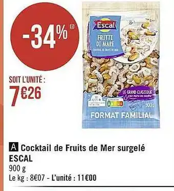 Géant Casino Cocktail de fruits de mer surgelé escal offre
