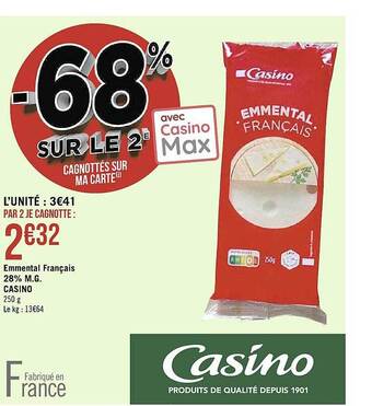 Géant Casino Emmental français 28% m.g. casino offre