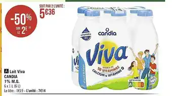 Géant Casino Lait viva candia 1% mg offre