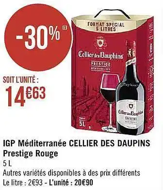 Géant Casino Igp méditerranée cellier des dauphins prestige rouge offre