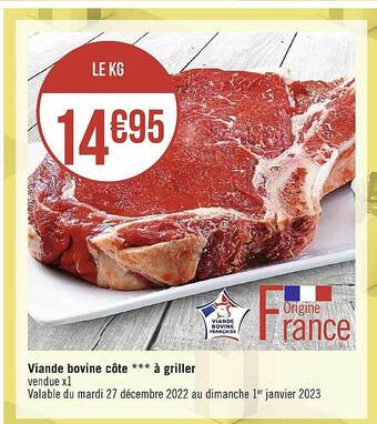Géant Casino Viande bovine côte***à griller offre