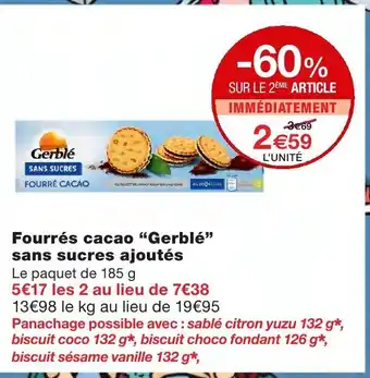 Monoprix Fourrés cacao Gerblé sans sucres ajoutés offre