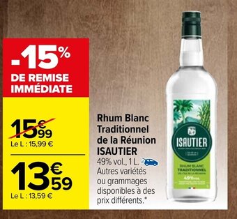 Rhum Blanc Traditionnel de La Reunion Isautier