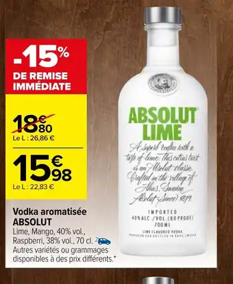 Carrefour Vodka Aromatisée Absolut offre