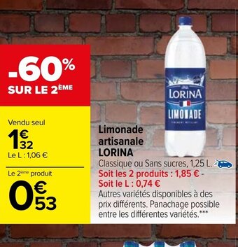 Carrefour Limonade Artisanale Lorina offre