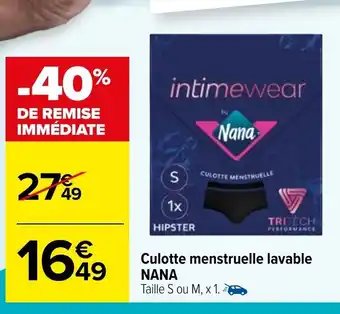 Carrefour Culotte Menstruelle Lavable Nana offre