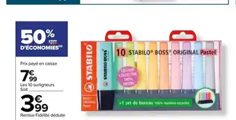 Carrefour 10 surligneurs Boss offre