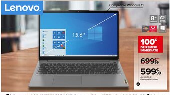 Carrefour Lenovo Ordinateur Portable offre